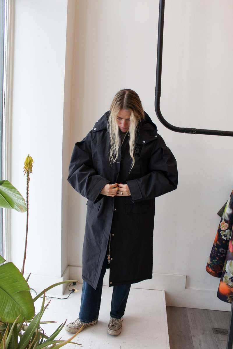 Ganni Ripstop Tri-Layer Parka Coat - Phantom Black