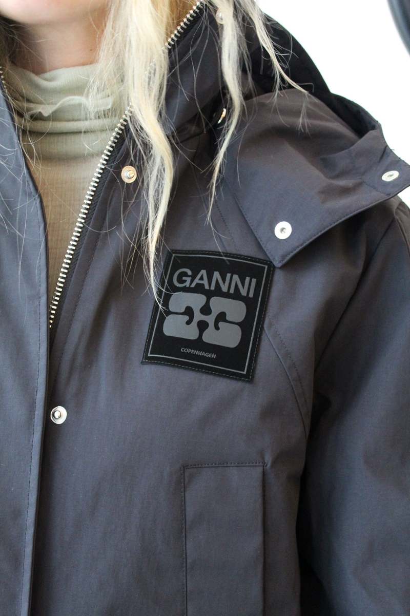Ganni Ripstop Tri-Layer Parka Coat - Phantom Black