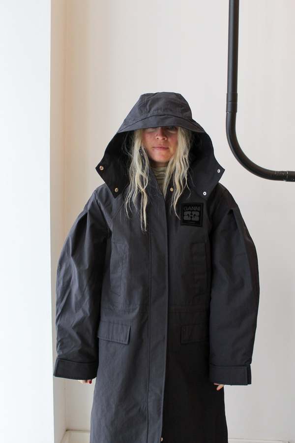 Ganni Ripstop Tri-Layer Parka Coat - Phantom Black
