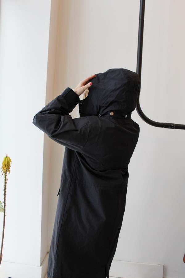 Ganni Ripstop Tri-Layer Parka Coat - Phantom Black