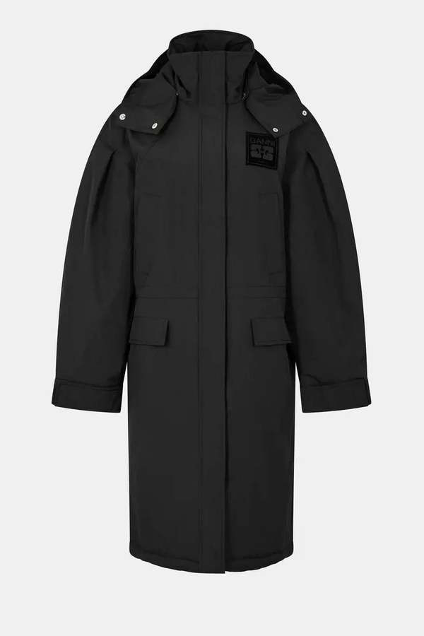 Ganni Ripstop Tri-Layer Parka Coat - Phantom Black