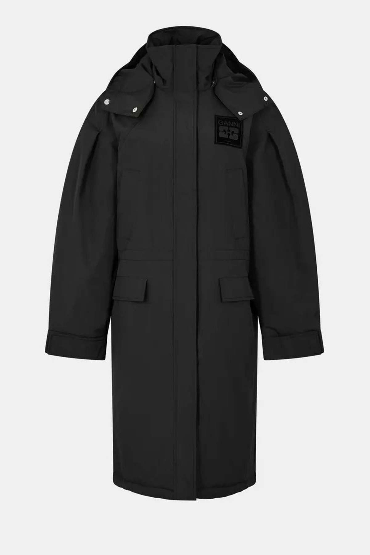 Ganni Ripstop Tri-Layer Parka Coat - Phantom Black - Image 10 of 11