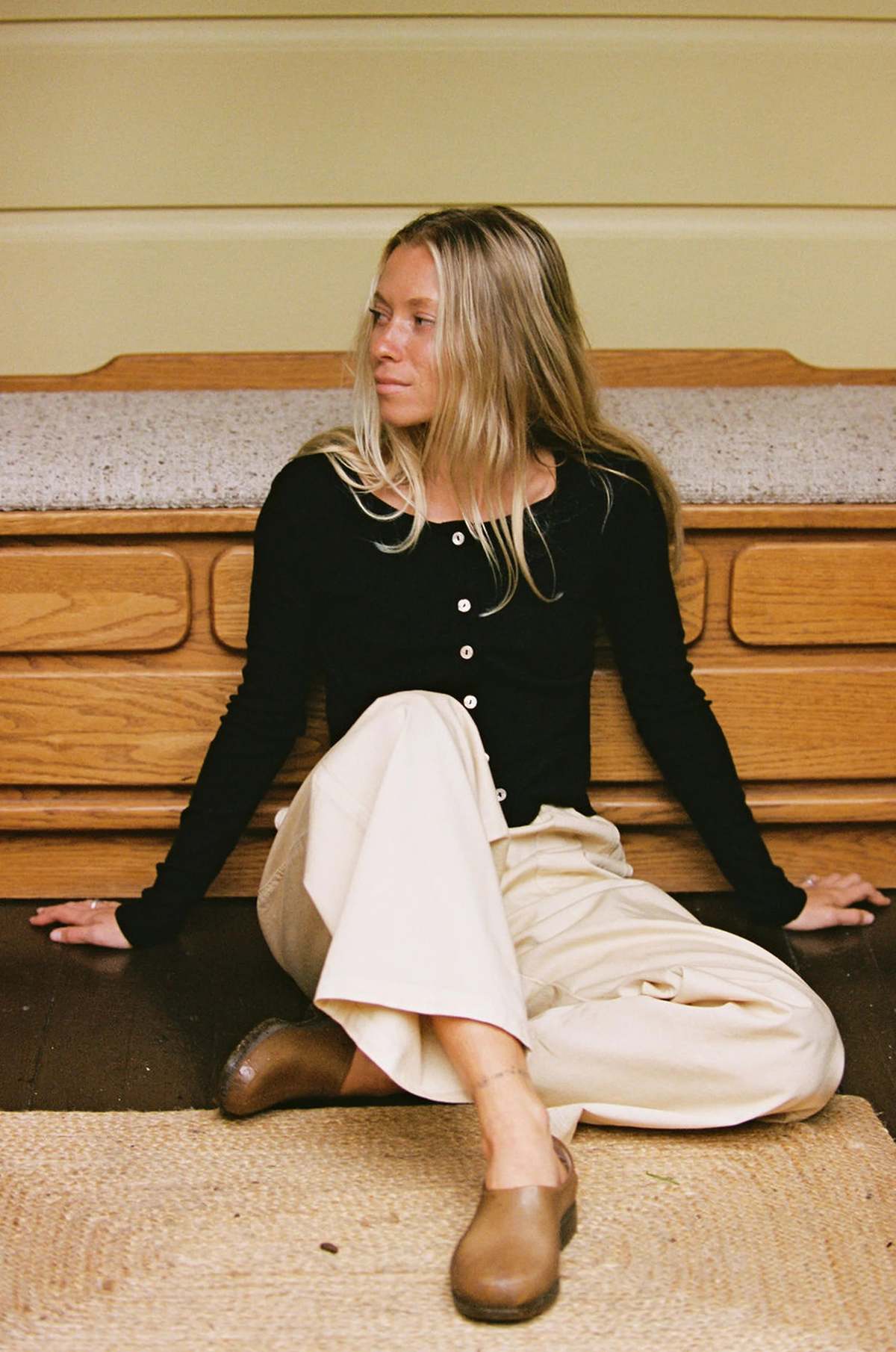 LA RELAXED Organic Rib Cardigan - Image 1 of 3