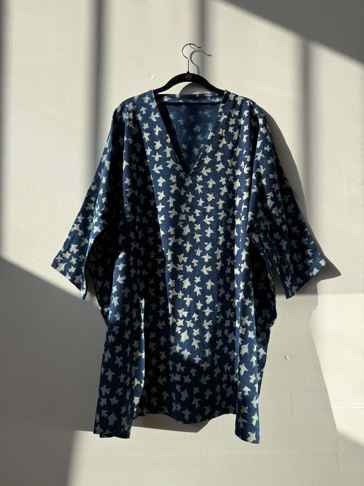 Happy French Gang Libert Small Birds Indigo Print Dress - Image 1 of 1