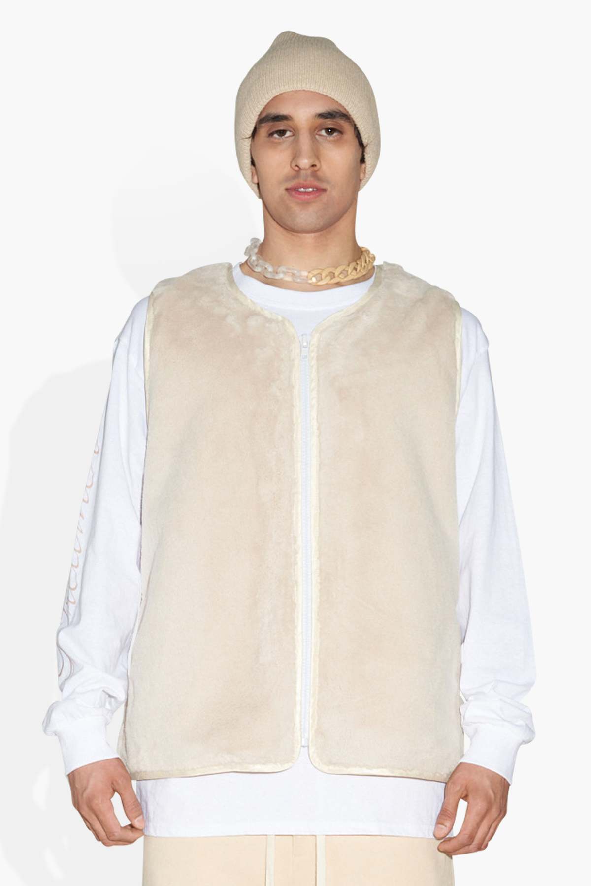 The Celect Fuzzy Vest - Cream - Image 2 of 7