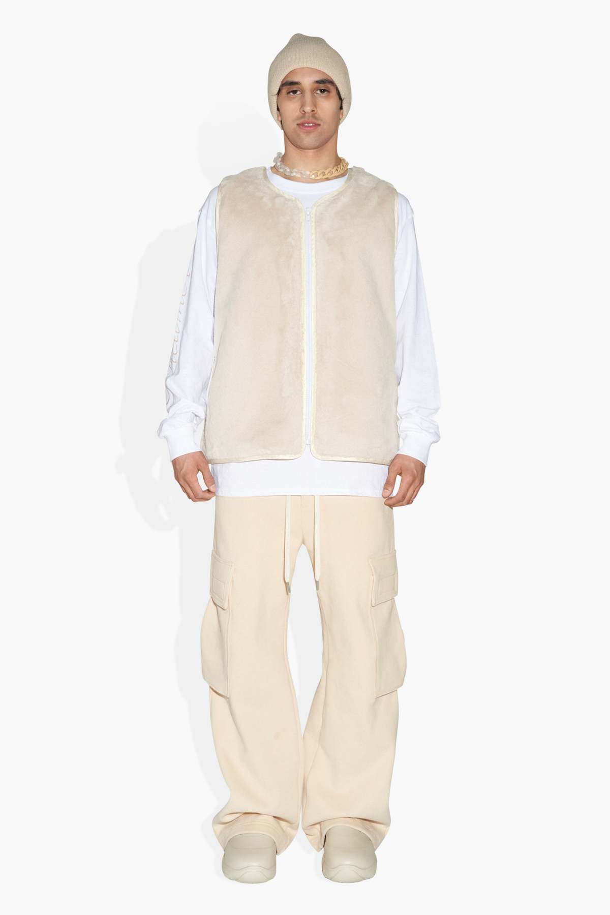 The Celect Fuzzy Vest - Cream - Image 5 of 7