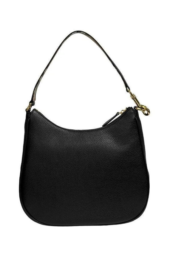 Burberry Hobo Leather Check Strap Shoulder Bag - Black