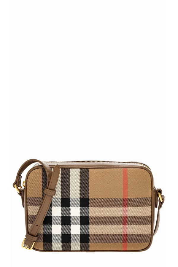 Burberry Large Canvas Leather Camera Crossbody Bag - Earth