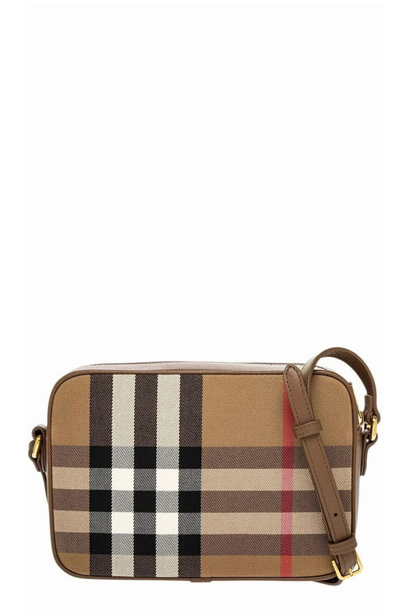 Burberry Large Canvas Leather Camera Crossbody Bag - Earth