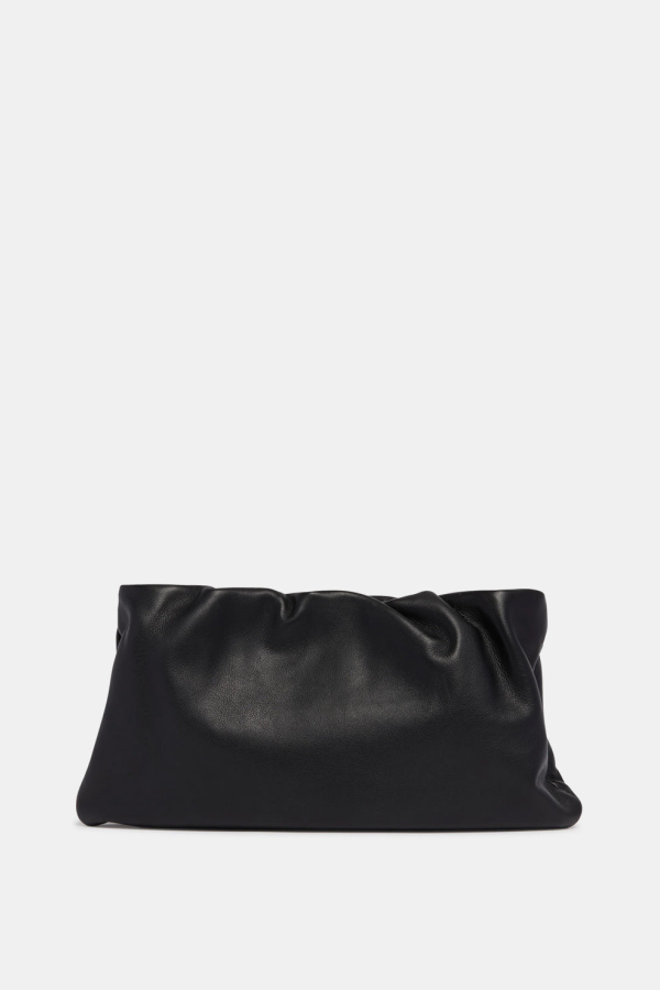 The Row XL Leather Bourse Clutch - Black