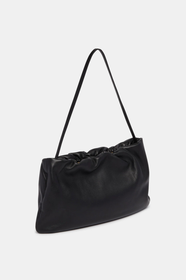 The Row XL Leather Bourse Clutch - Black