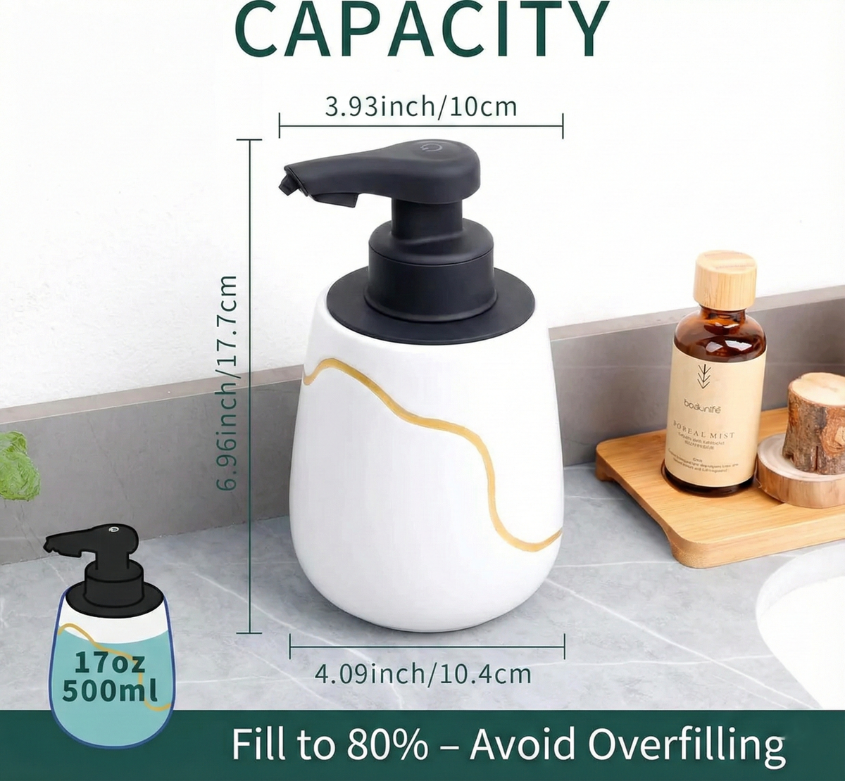 Bosilunlife Nordic Garden Automatic Soap Dispenser 17 oz - White - Image 5 of 9