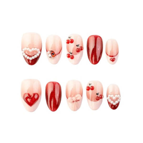 The Only Nails Cherry Kissed Short Almond Press-On Nails