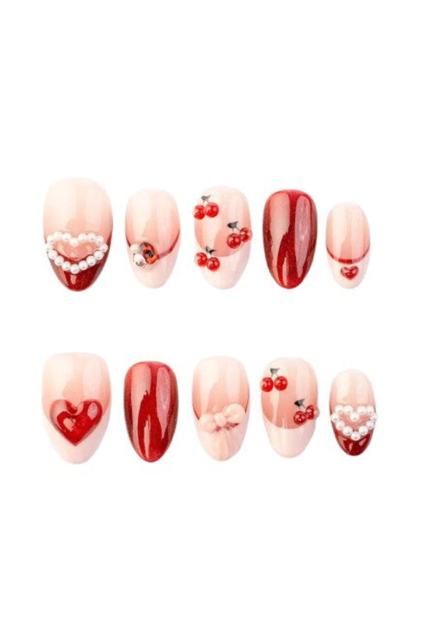 The Only Nails Cherry Kissed Short Almond Press-On Nails