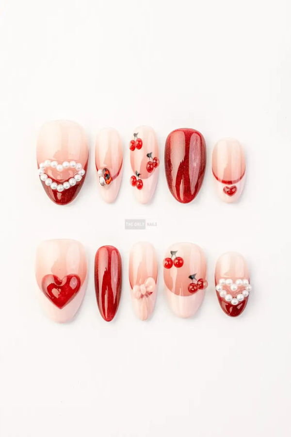 The Only Nails Cherry Kissed Short Almond Press-On Nails