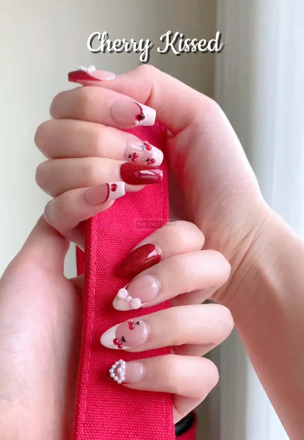 The Only Nails Cherry Kissed Short Almond Press-On Nails