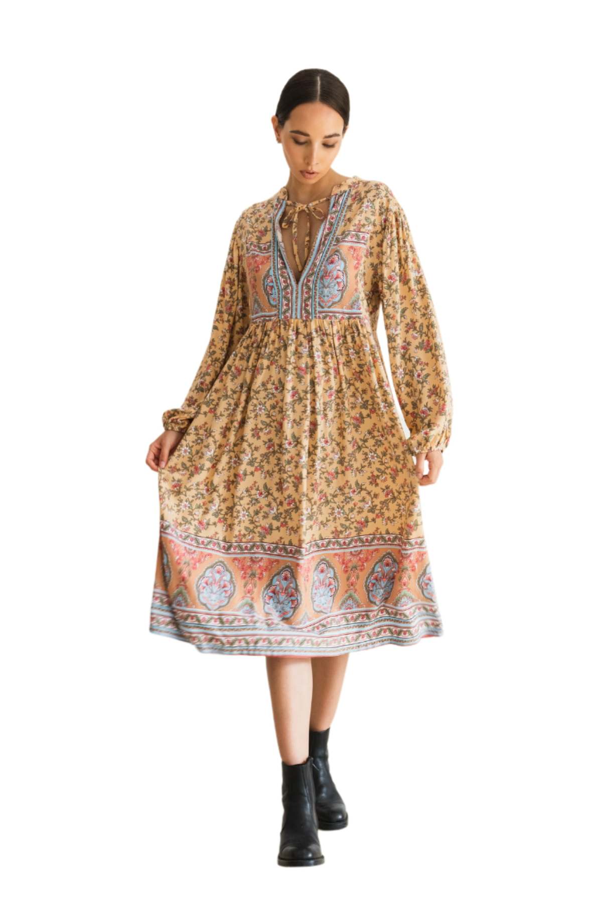 Pink Haley Gianna Midi Dress - Yellow - Image 1 of 5