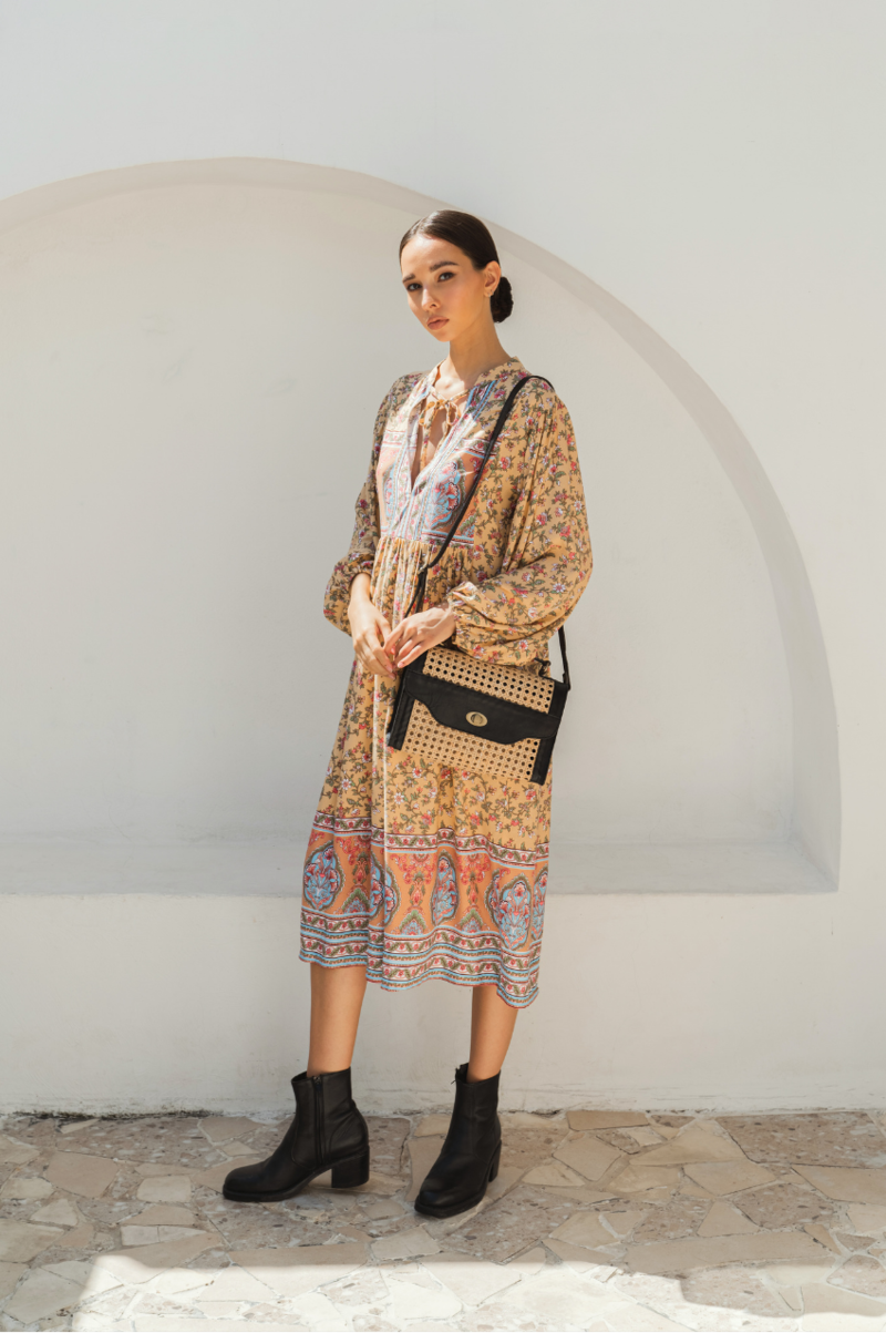 Pink Haley Gianna Midi Dress - Yellow