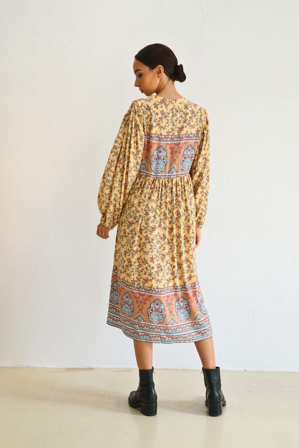 Pink Haley Gianna Midi Dress - Yellow - Image 5 of 5