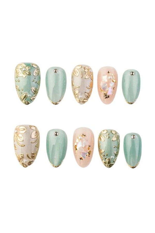The Only Nails Jade Bloom Short Almond Press-On Nails