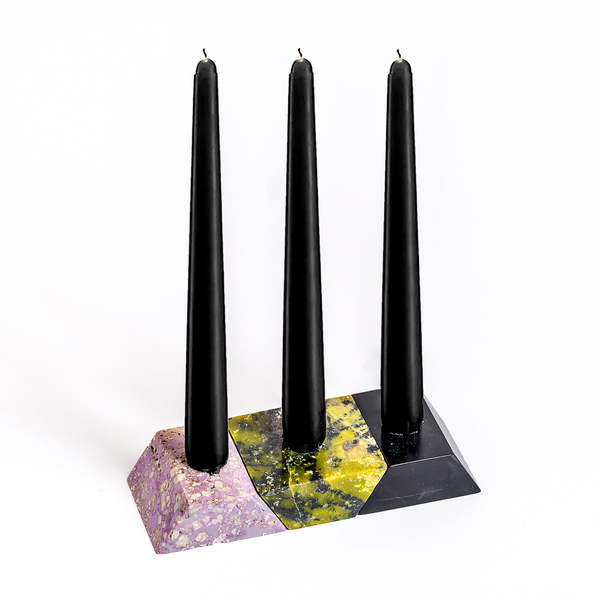 Dar Proyectos Triangle Gemstone Puzzle 3-Piece Candelabra