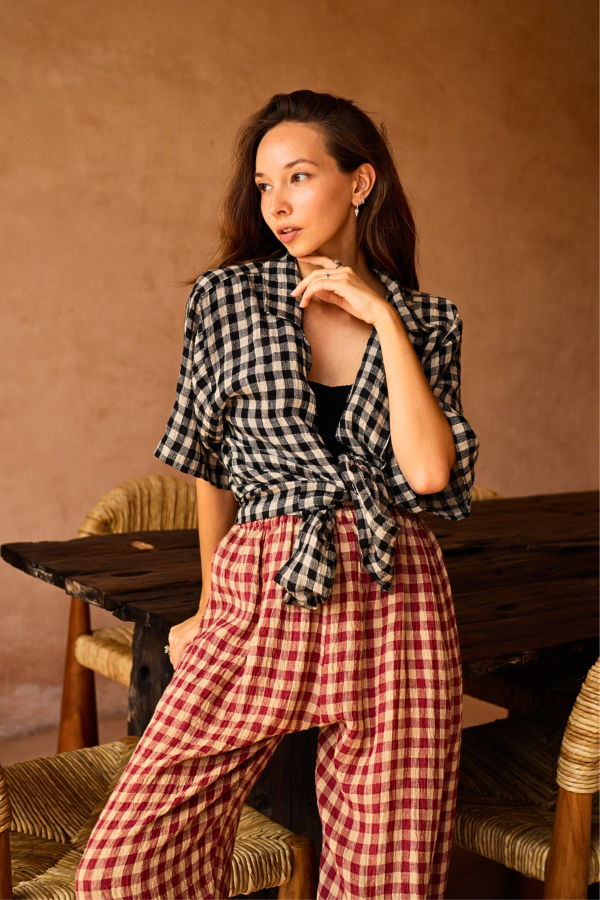 Pink Haley Vanessa Linen Gingham Shirt