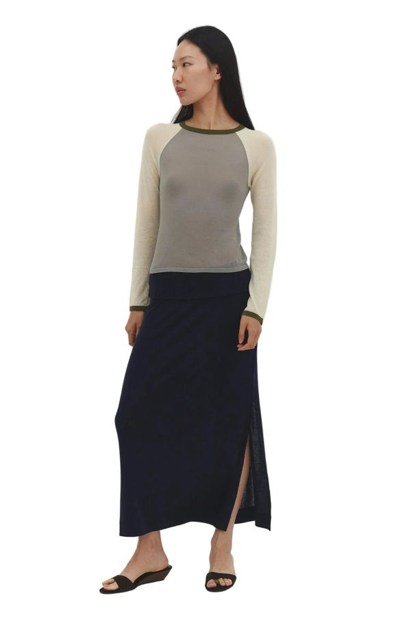 Find Me Now Sori Foldover Maxi Skirt - Navy