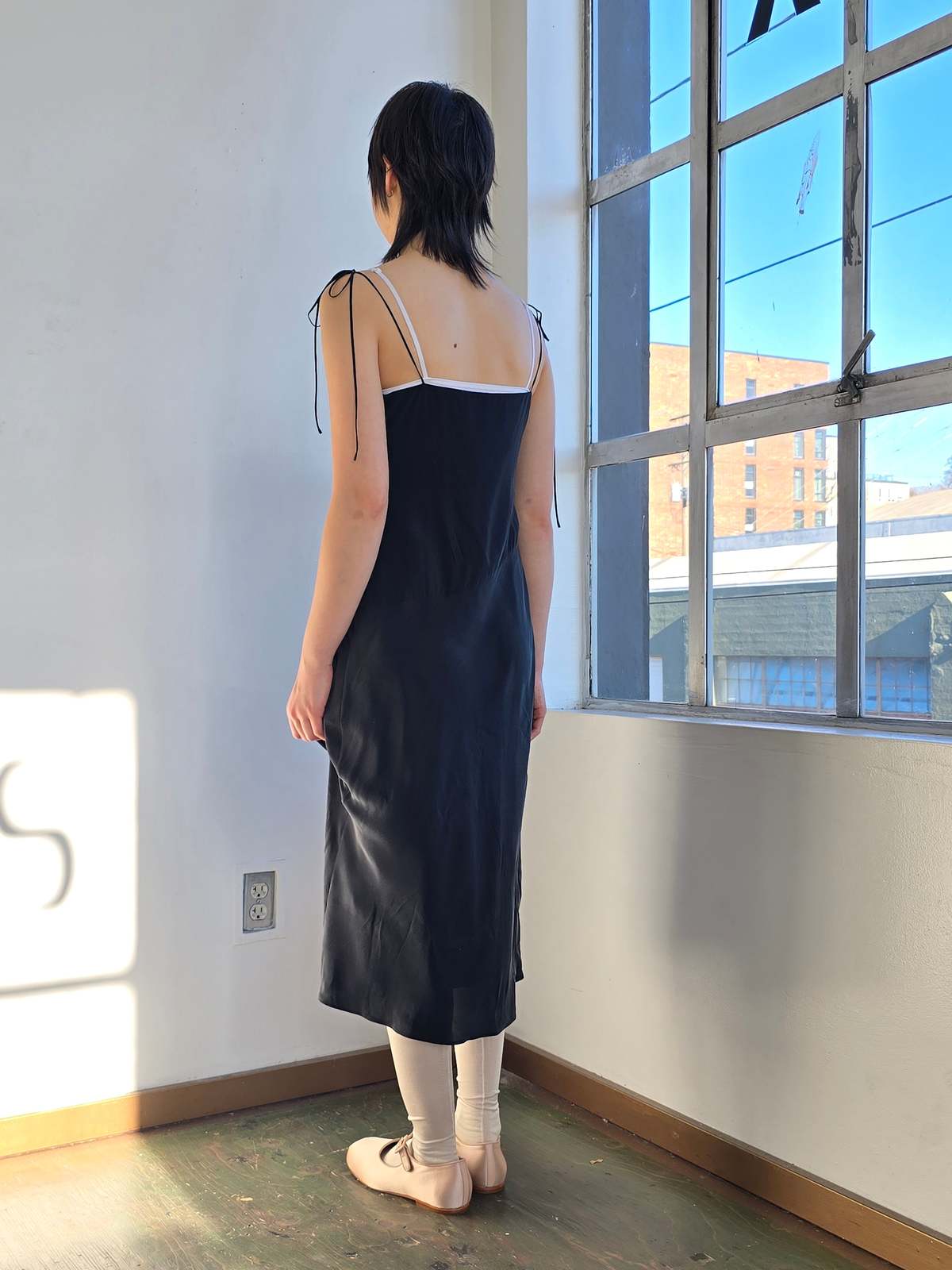 Vintage Black Silk Spaghetti Strap Dress - Image 3 of 6