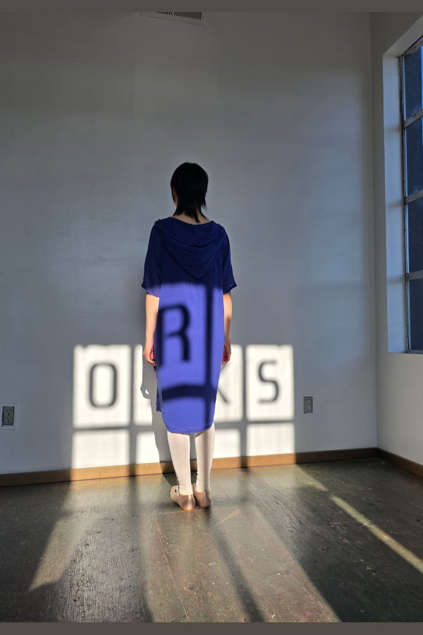 Vintage Hooded Blue Silk Dress