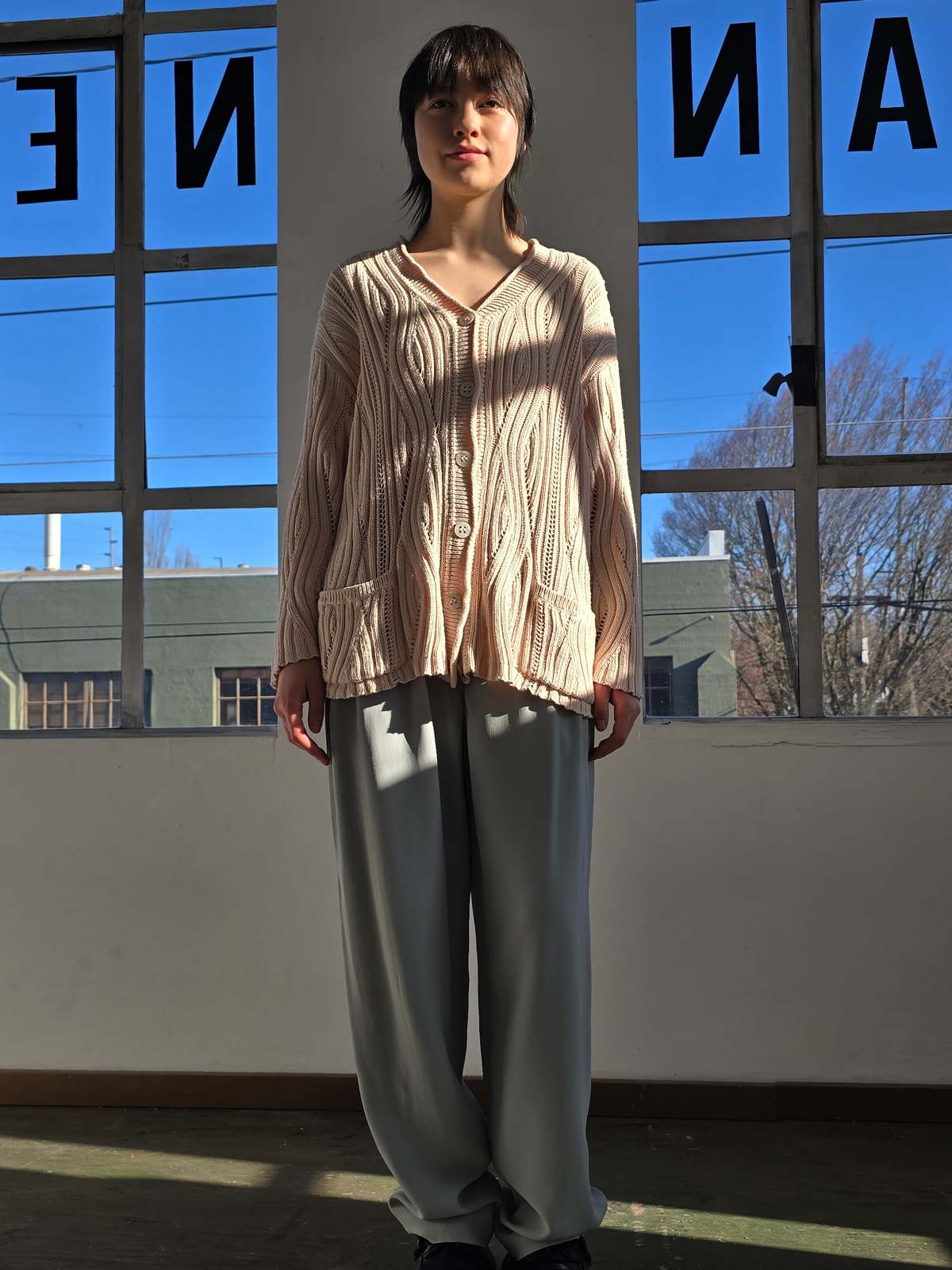 Vintage Les Copains Soft Pink Cotton & Silk Cardigan - Sweater - Image 5 of 6