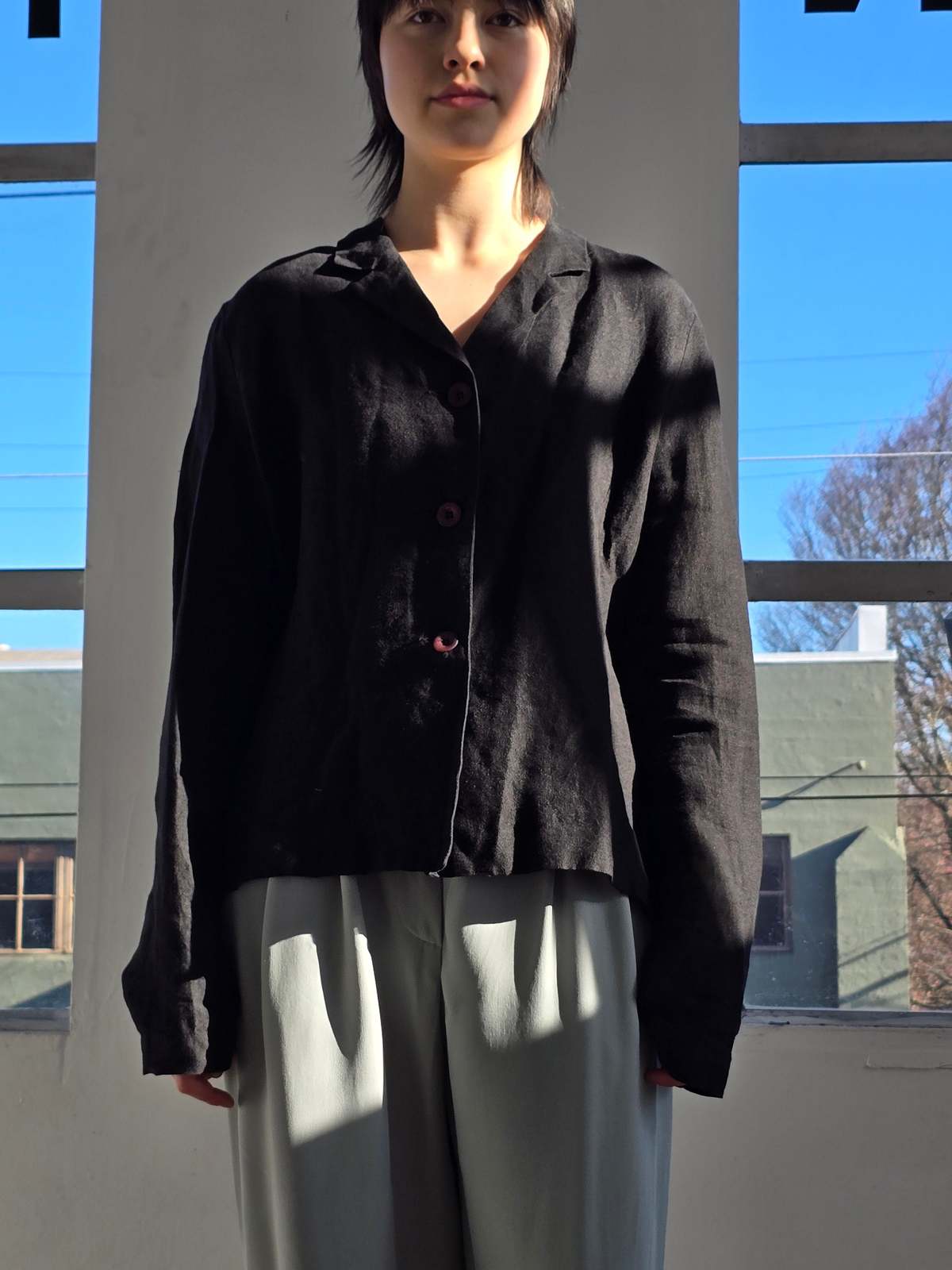 Vintage Lilith Black Linen Jacket - Image 5 of 5