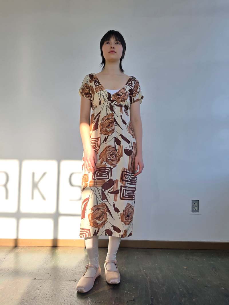 Vintage Marni Retro Print Silk Babydoll Dress
