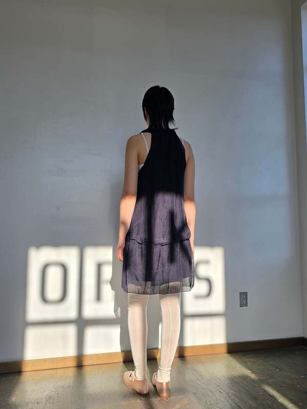 Vintage Navy Layered Silk Minidress