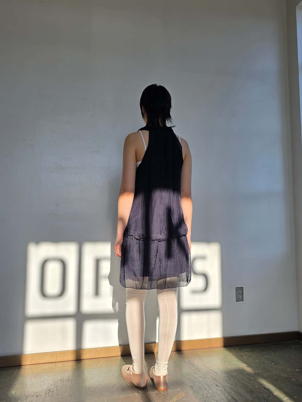 Vintage Navy Layered Silk Minidress - Image 3 of 3