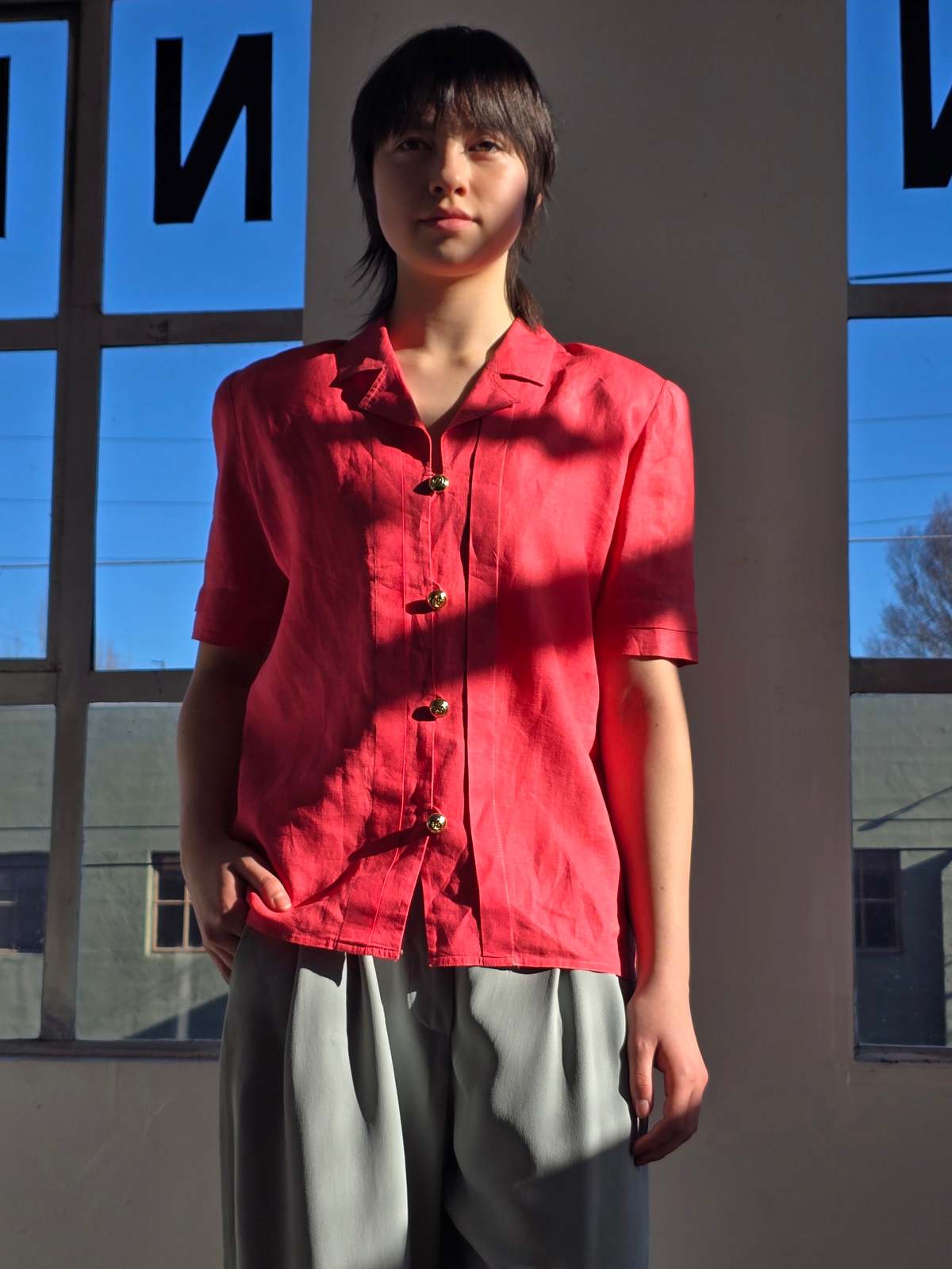 Vintage Valentino Poppy Linen Blouse Top - Image 2 of 5