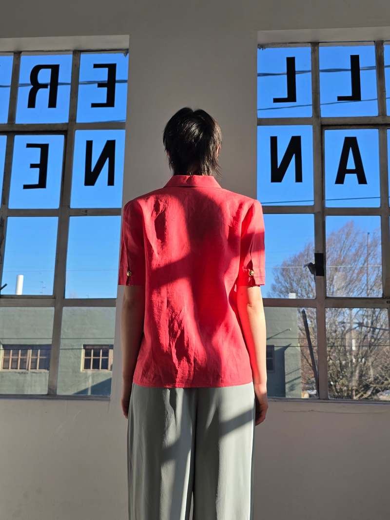 Vintage Valentino Poppy Linen Blouse Top