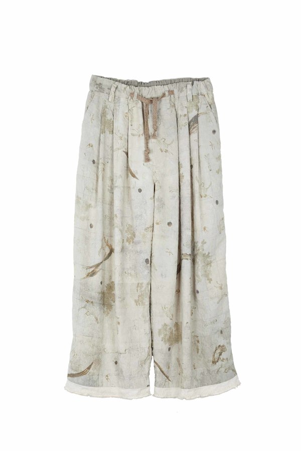 Ziggy Chen Viscose Linen Wide Leg Drawstring Trousers