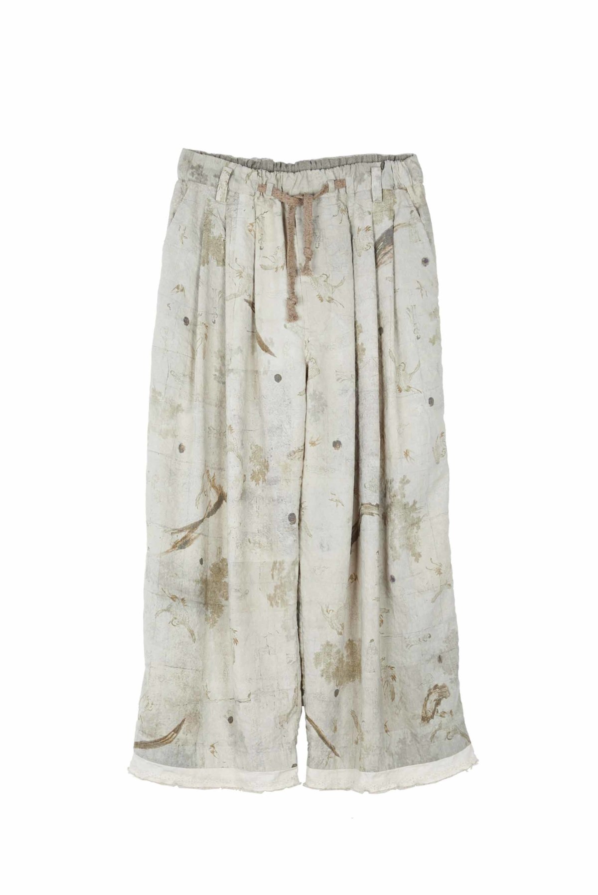 Ziggy Chen Viscose Linen Wide Leg Drawstring Trousers - Image 1 of 2
