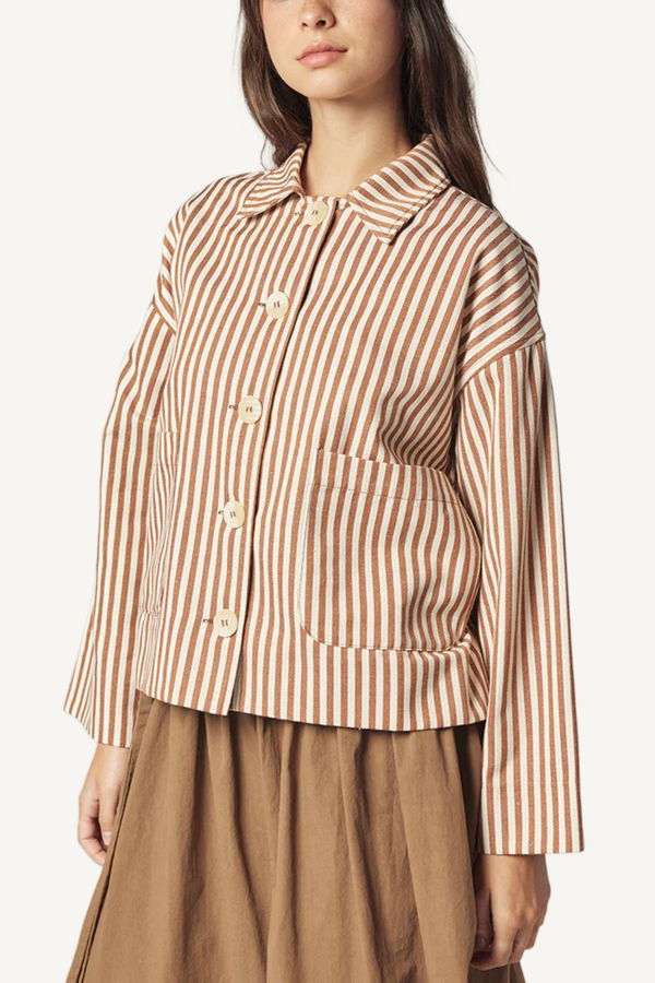 amente Striped Jacket - Brown