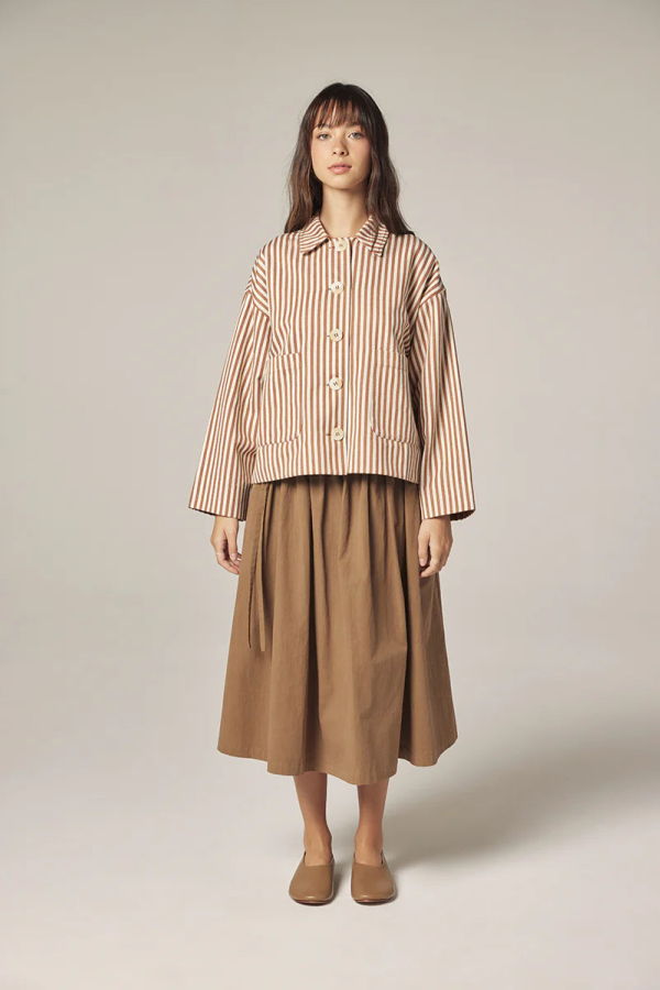 amente Striped Jacket - Brown