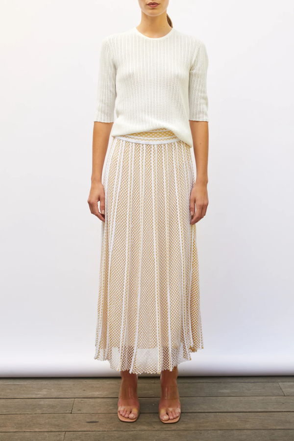 Molli Elegante Mesh Midi Skirt - Milk Yellow