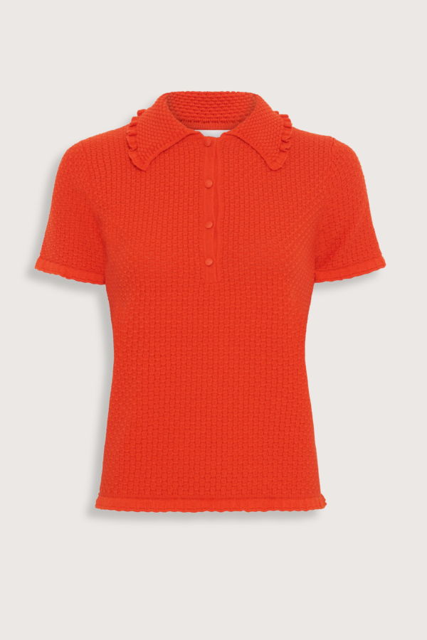 Molli Extra Textured Polo - Blood Orange