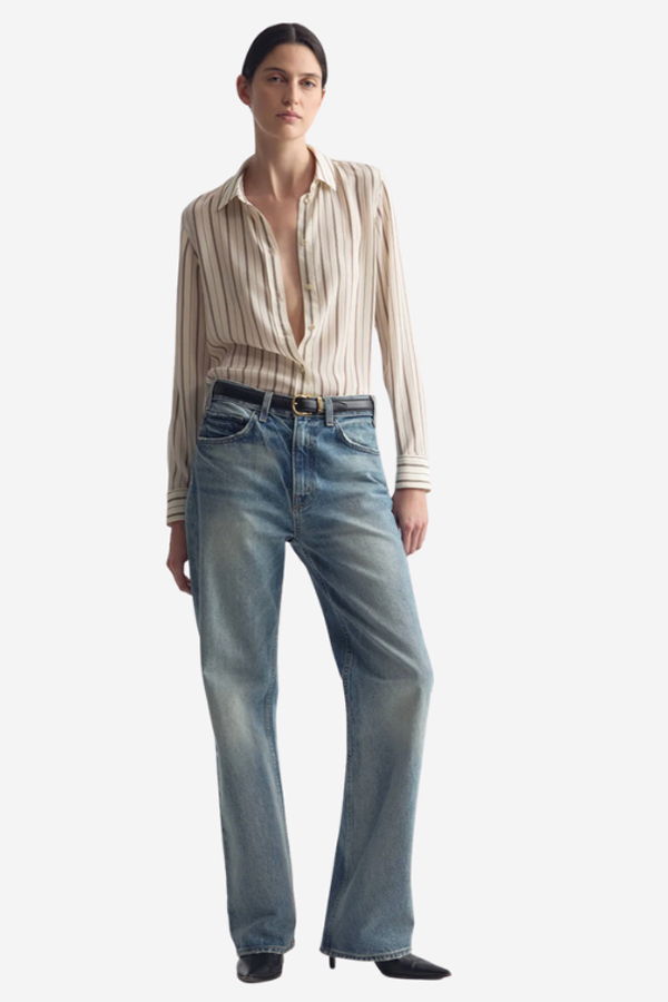 Nili Lotan Gaia Slim Shirt - Brandy Stripe