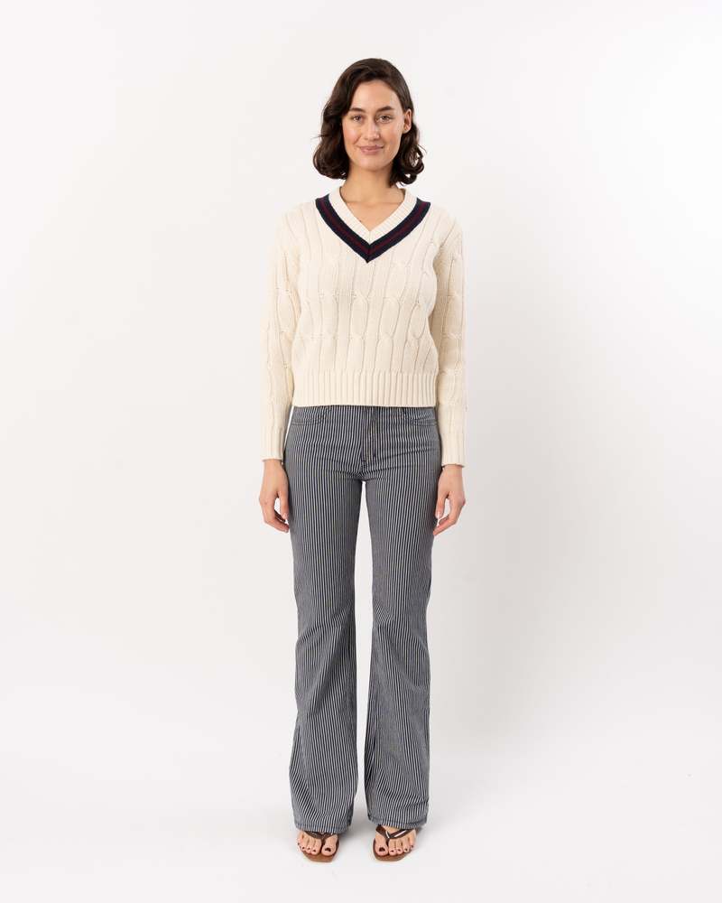 Nili Lotan Celia Striped Jean - Railroad Stripe Rinse