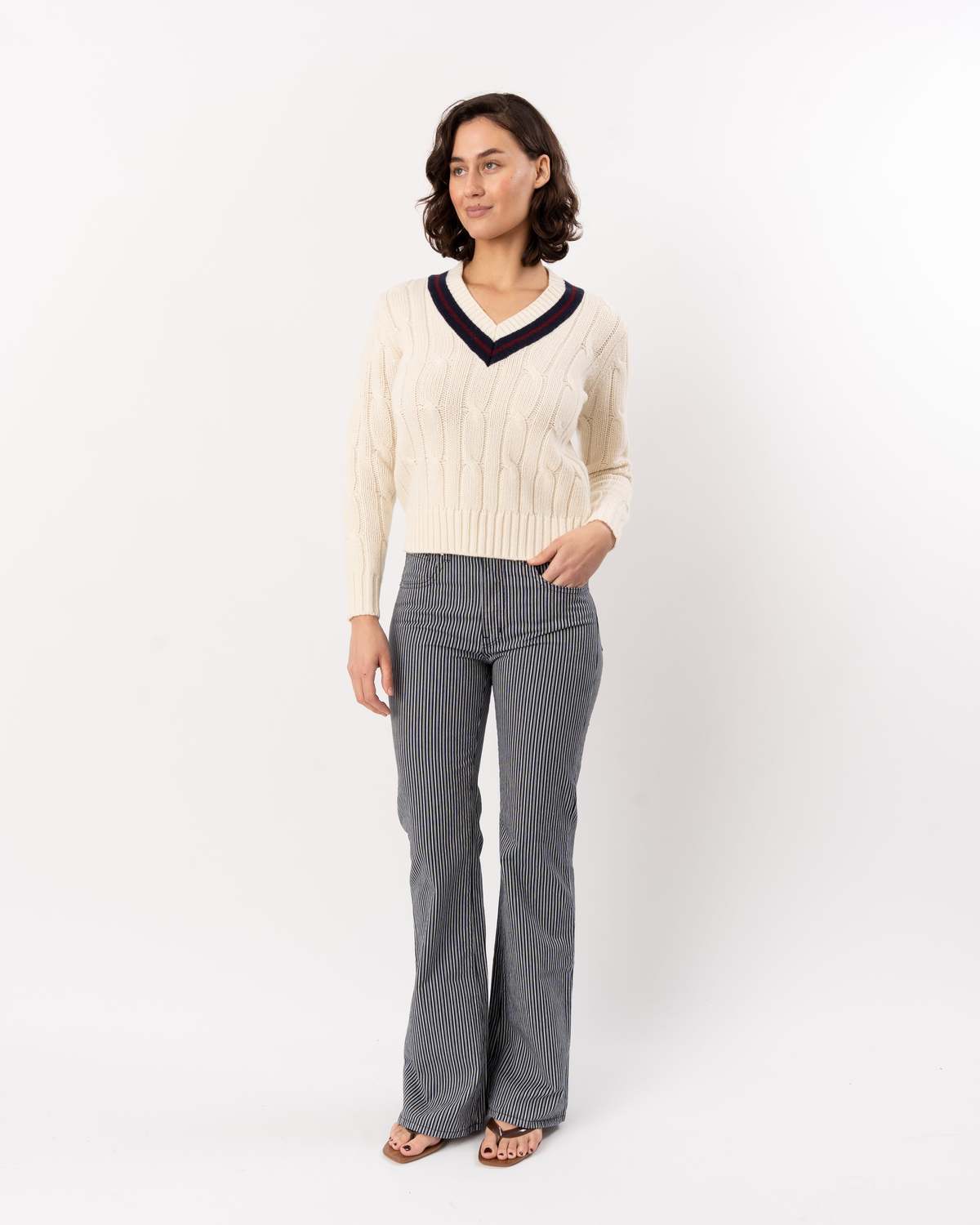 Nili Lotan Celia Striped Jean - Railroad Stripe Rinse - Image 4 of 8