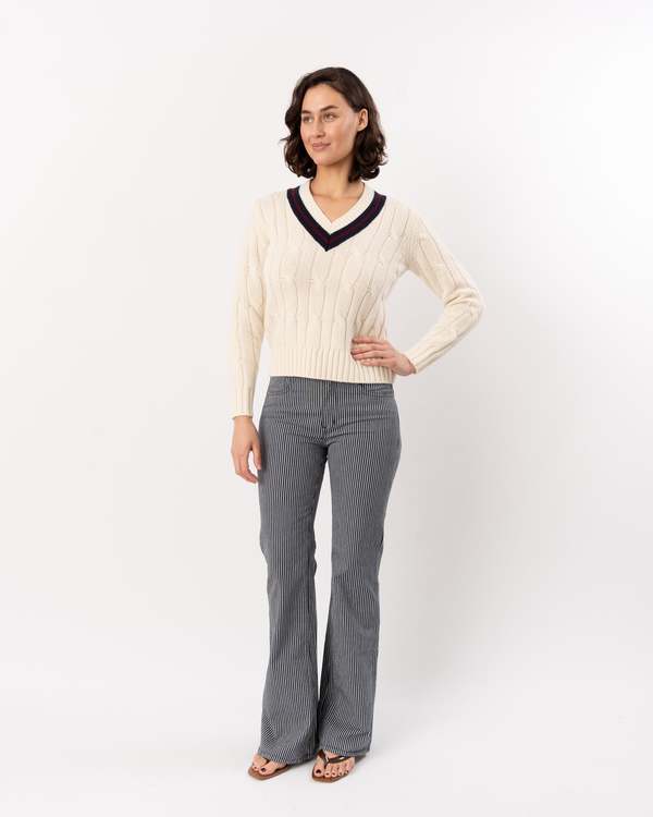 Nili Lotan Celia Striped Jean - Railroad Stripe Rinse