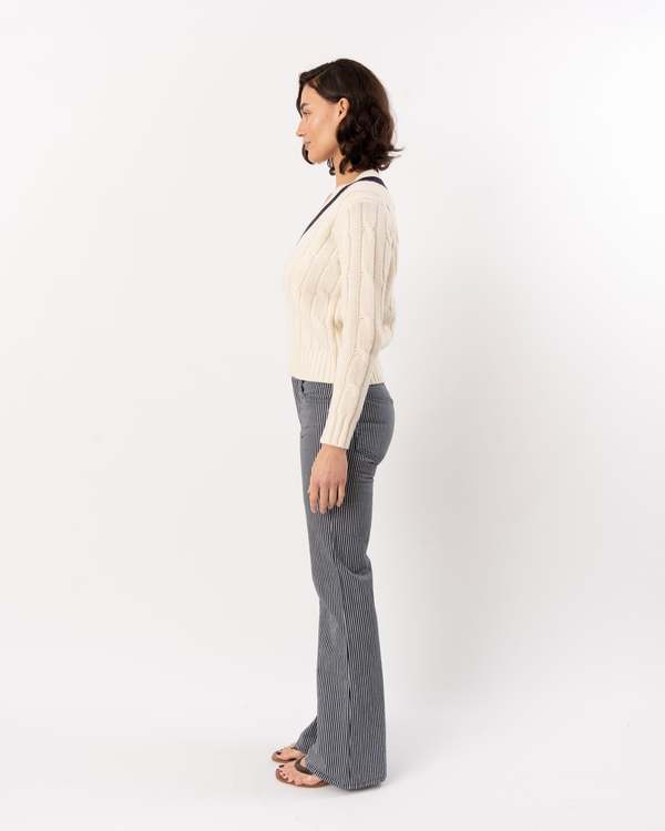 Nili Lotan Celia Striped Jean - Railroad Stripe Rinse