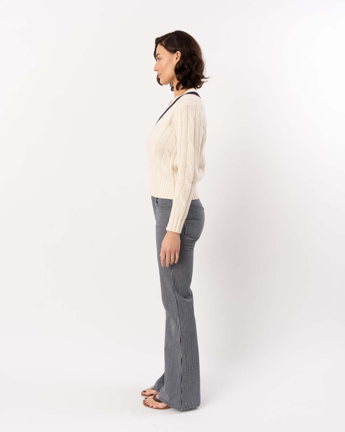 Nili Lotan Celia Striped Jean - Railroad Stripe Rinse - Image 6 of 8