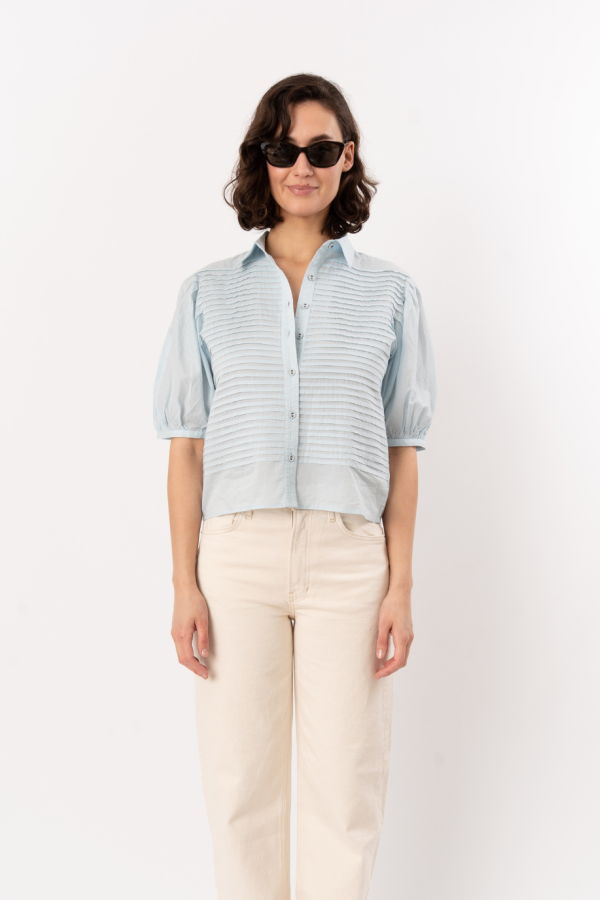 Ulla Johnson Cordelia S/S Button Up Top - Adriatic