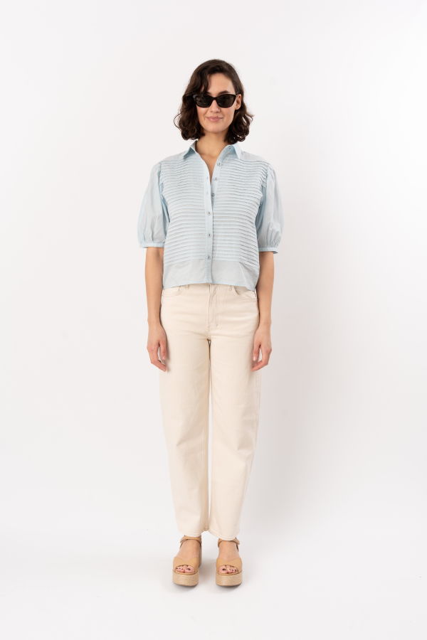 Ulla Johnson Cordelia S/S Button Up Top - Adriatic